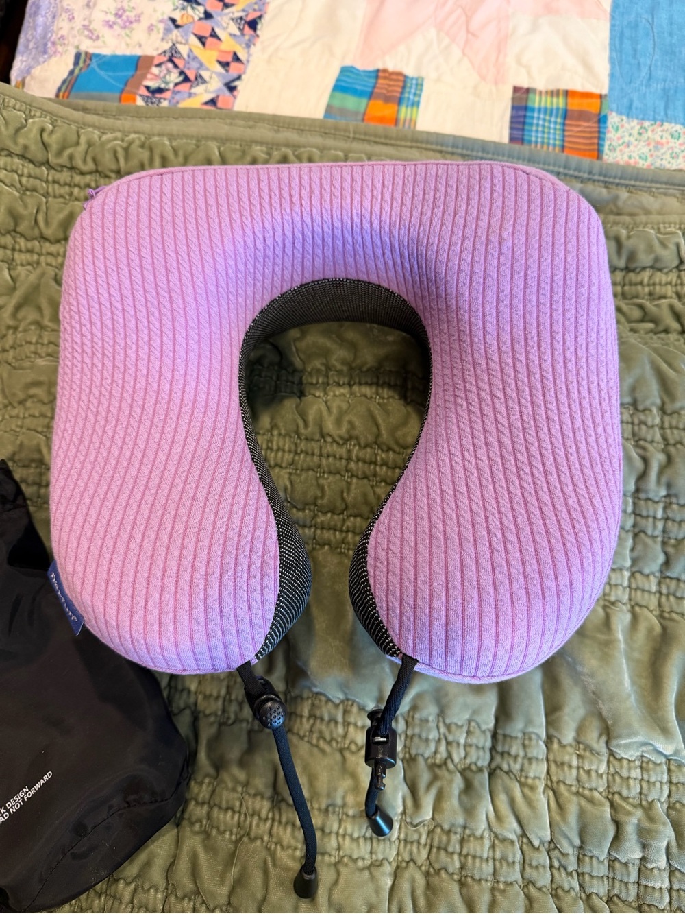 Napfun Travel Neck Pillow Purple Ribbed Memory Foam Chin Support New Without Tag